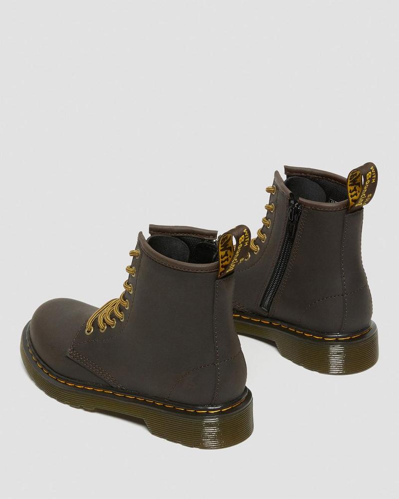 Dark / Brown Kids' Dr Martens Junior 1460 Wildhorse Leather Lace Up Boots | CA 690NWY